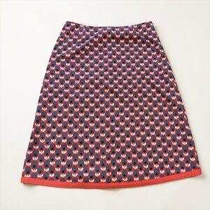 Boden Printed Cotton A-Line Skirt Size 10 Retro Mod Geometric Pattern Lined